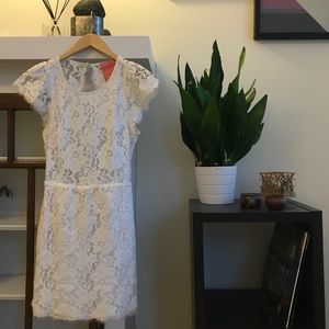 White lace mini dress